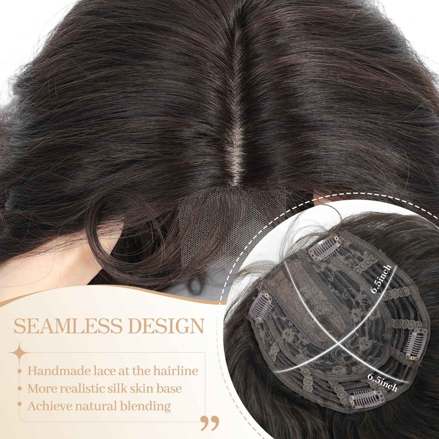 UDU Long Curly Hair Topper for Women with Thinning Hair – Natural Look, Lightweight Clip-In Hairpiece, Full Coverage and Volume, Easy to Style, Comfortable and Easy to Wear