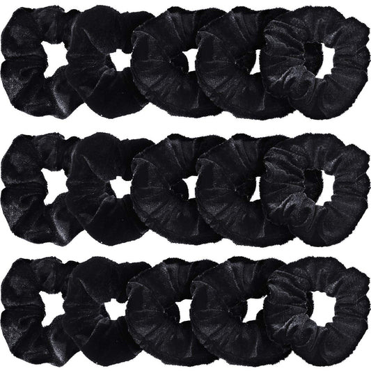 Bememo 28 Pieces Velvet Hair Accessories: Scrunchies, Ponytail Holders, Hair Ties in Cute Colors for Teens, Women, Girls (Black)