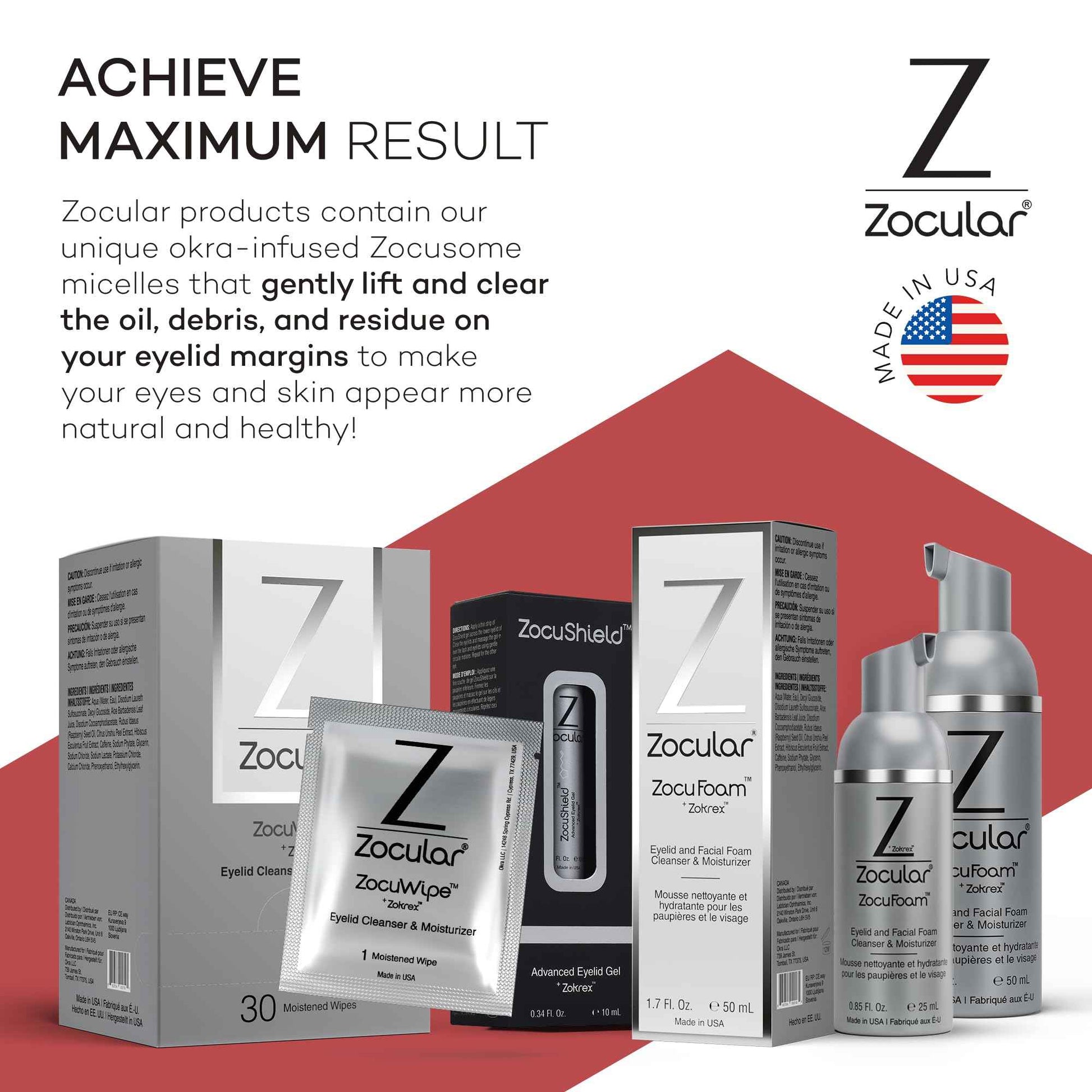 Zocular ZocuFoam Eyelid Cleanser - Foaming Eyelid Scrub - Natural pH Balanced Solution - 25mL