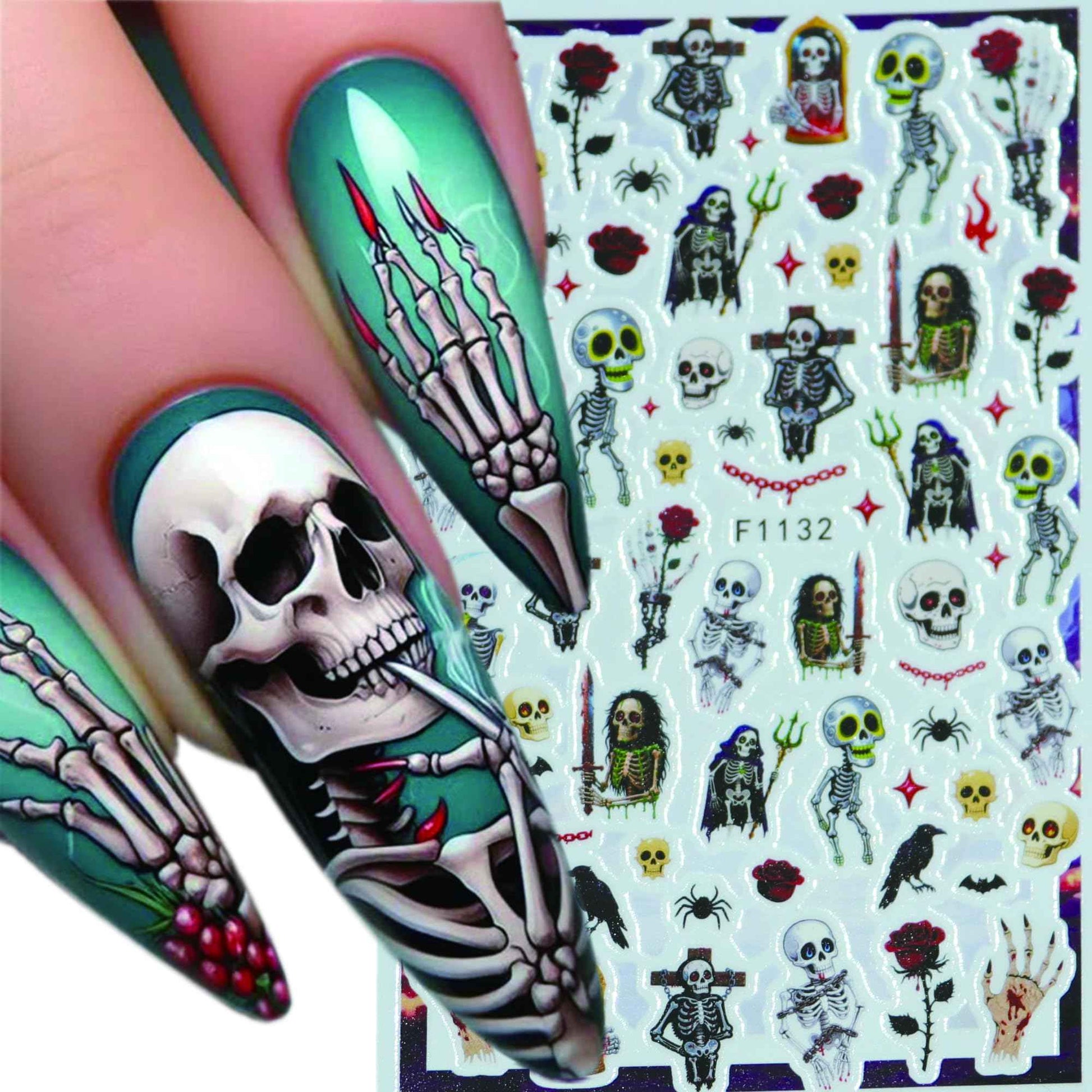 Halloween Nail Stickers for Nail Art, 3D Christmas Tree Nail Art Sticker, Fall Nail Stickers, Spooky Ghost, Spider Web, Cat, Pumpkin, Self Adhesive Nail Decals for DIY Women Thanks' Giving Day