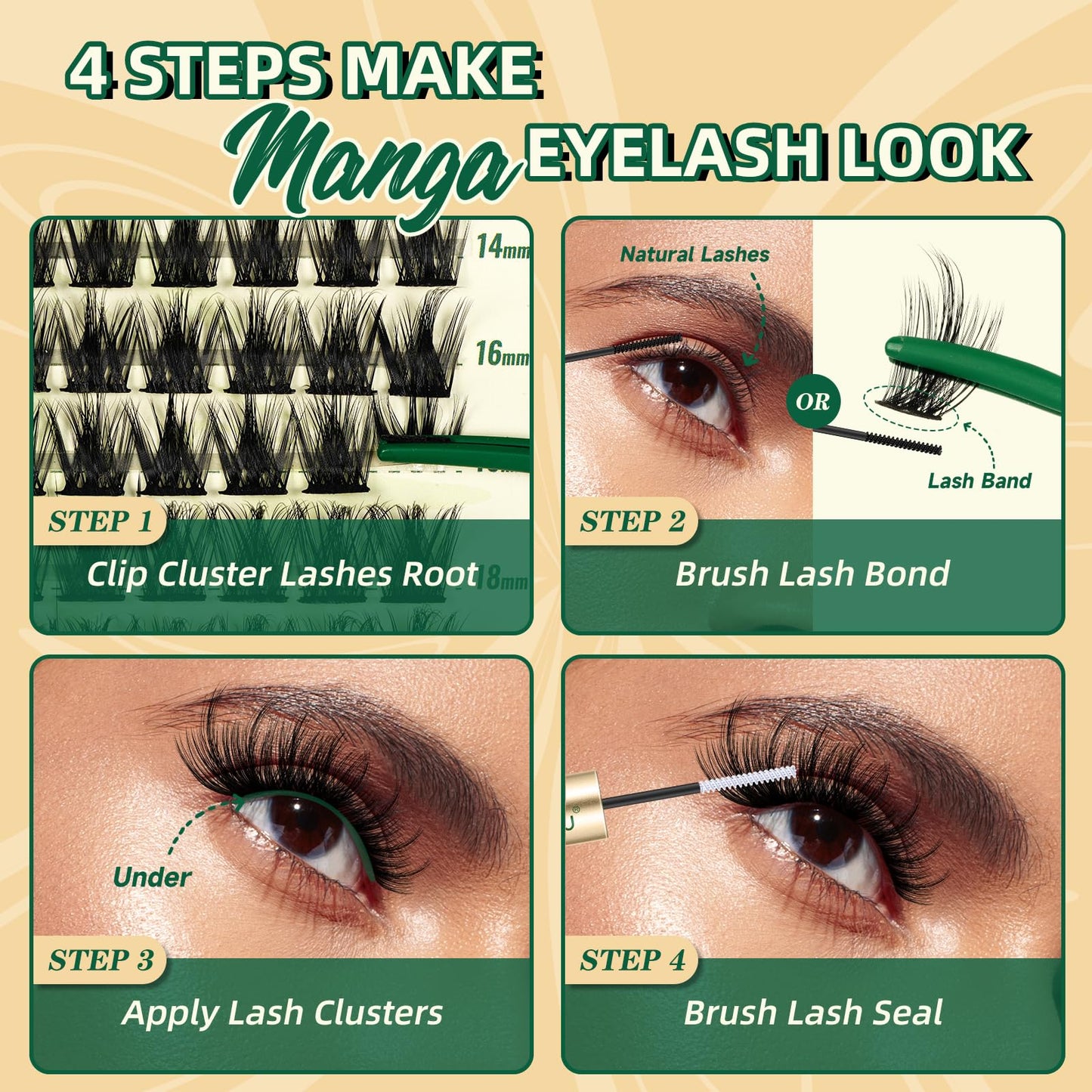 KEYYOU Lash Clusters 120pcs Eyelash Clusters 10-18mix D Curl Cluster Lashes Thick Super Soft Wispy DIY Eyelash Extension at Home(PC04-D-10-18MIX)