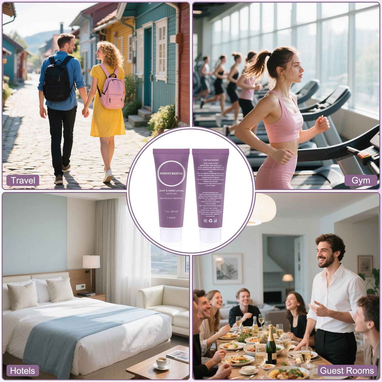 Travel Size Body Lotion, Small Hand Cream Lotion Bulk, Nourishing Extra Dry Skin Individually Wrapped Mini Bottle Shower Moisturizer Lotion Toiletries for Travel Hotel Homeless 1 oz (Pack of 100)