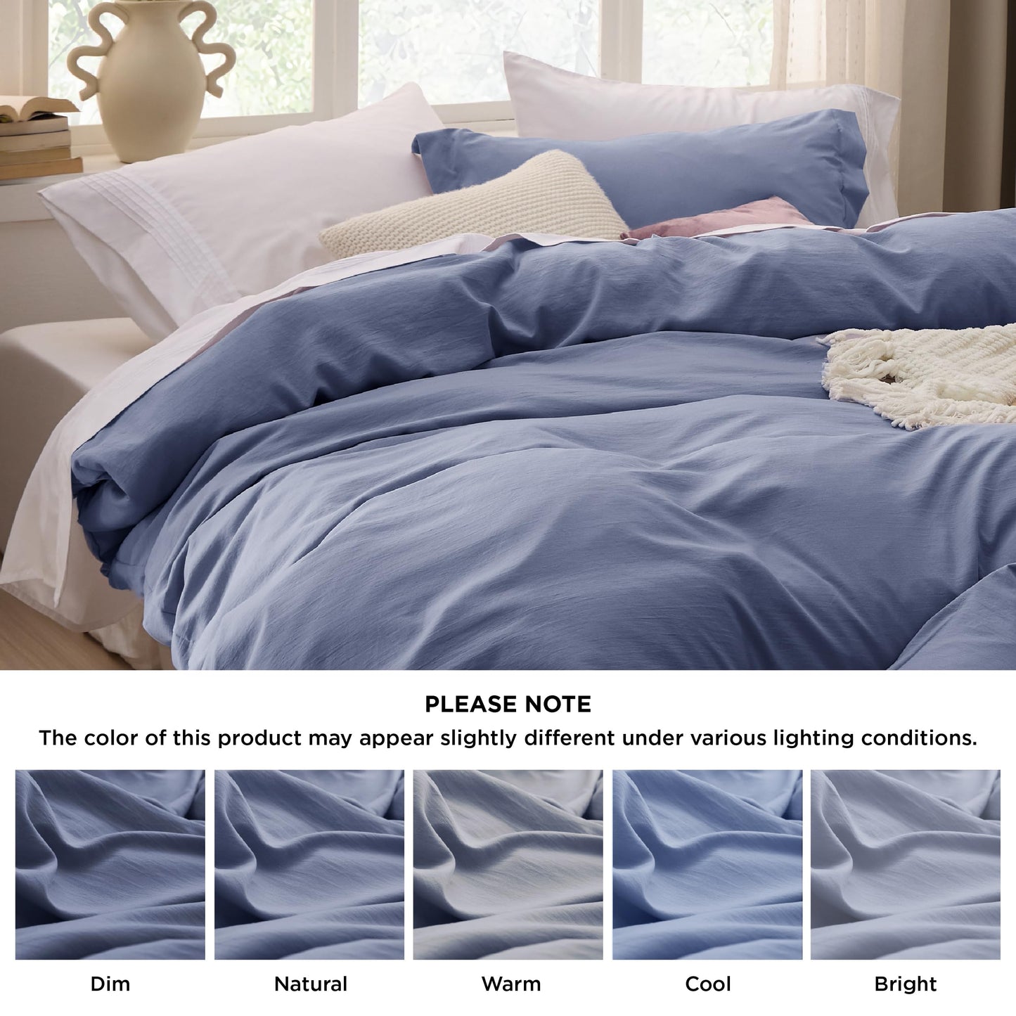 Bedsure Slate Blue Twin Duvet Cover Set - Soft Prewashed Duvet Cover Twin Size, 2 Pieces, 1 Duvet Cover 68x90 Inches with Zipper Closure and 1 Pillow Sham, Comforter Not Included