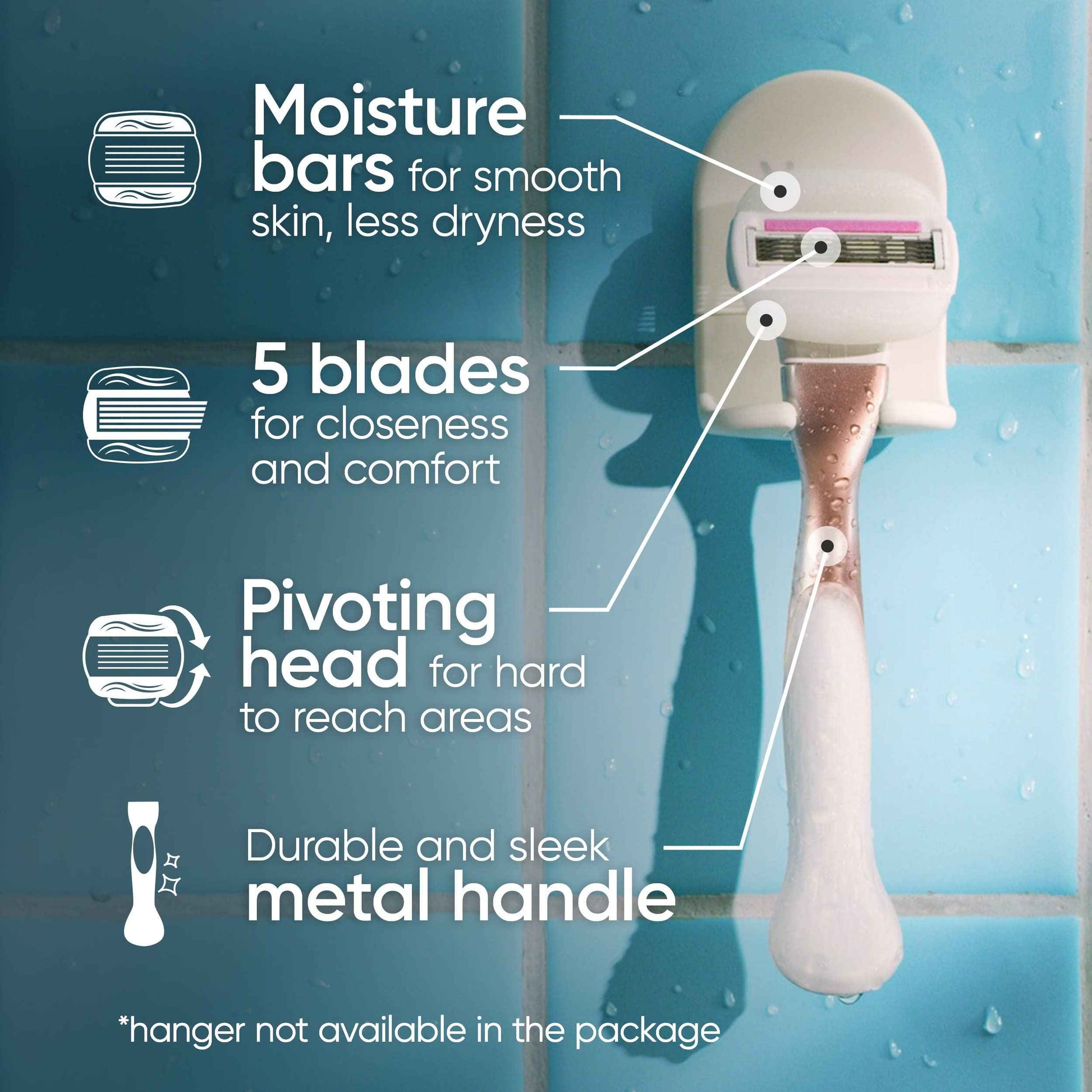 Gillette Venus Comfortglide plus Olay Sugarberry Women's Razor with Rose Gold Metal Handle + 4 Blade Refills, Holiday Gifts for Women