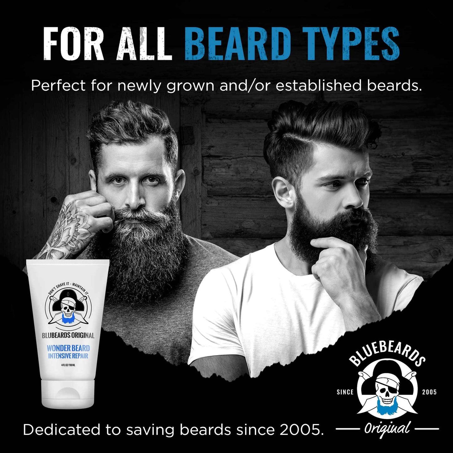 Bluebeards Original Beard Conditioner for Men - 4 oz Wonder Beard Intensive Repair with Meadowfoam Seed Oil & Amino Acids to Deeply Restore, Soften, and Rejuvenate Your Beard and Skin - Made in USA