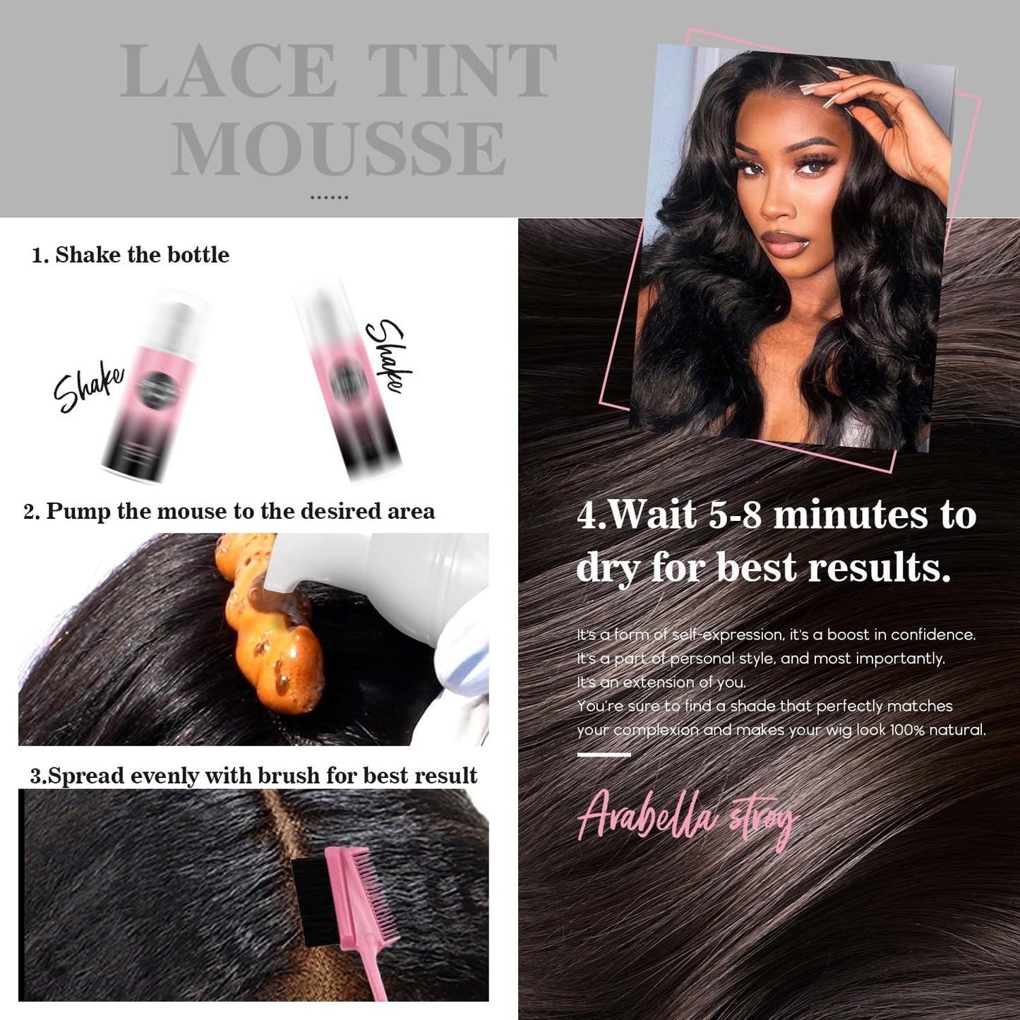 immetee Lace Tint Mousse for Wigs, Wig Tint Lace Spray Lace Melting Foam Quick Dry, No Residue, Matching Skin Tone, Natural Look. 150ML/5.07FL OZ (DEEP YELLOW)