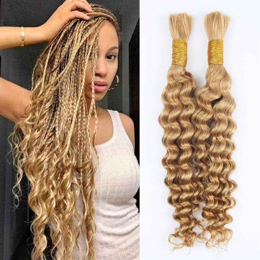 Odir Deep Wave Bulk Human Hair for Braiding No Weft 100% Unprocessed Brazilian Curly Braiding Human Hair Extensions Wet and Wavy Human Braiding Hair for Boho Braids 2 Bundles (20 Inch,27,100g)