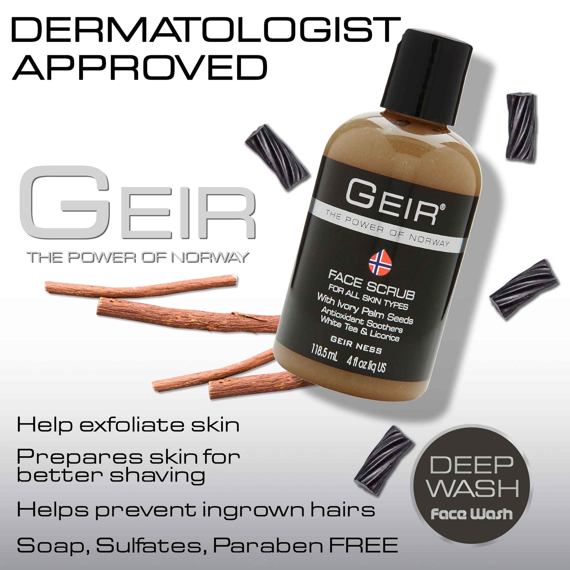 Geir Ness Face Scrub - Exfoliates Skin - Nourishing Facial Scrub for Clogged Pores