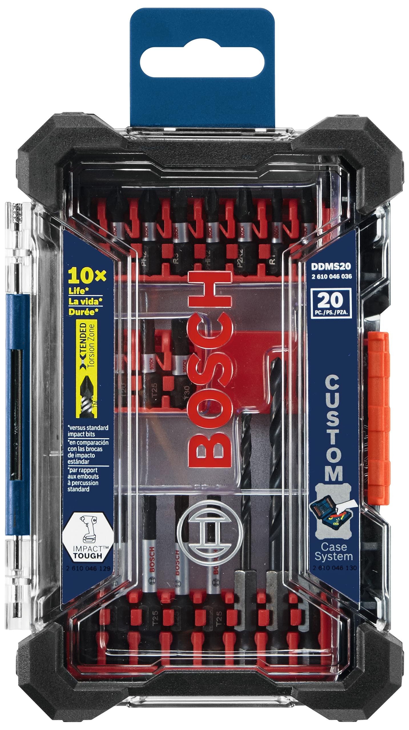 BOSCH DDMS20 20-Piece Assorted Impact Tough Drill Drive Custom Case System Set for Drilling and Driving Applications