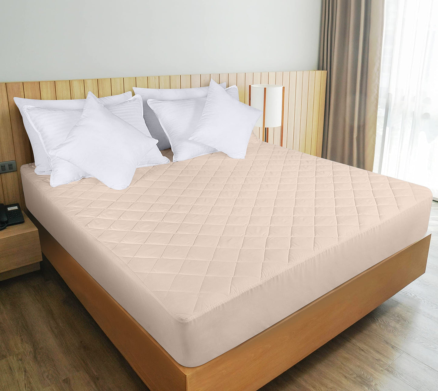 Utopia Bedding Quilted Fitted Mattress Pad (Full, Beige) - Elastic Fitted Mattress Protector - Mattress Cover Stretches up to 16 Inches Deep - Machine Washable Mattress Topper