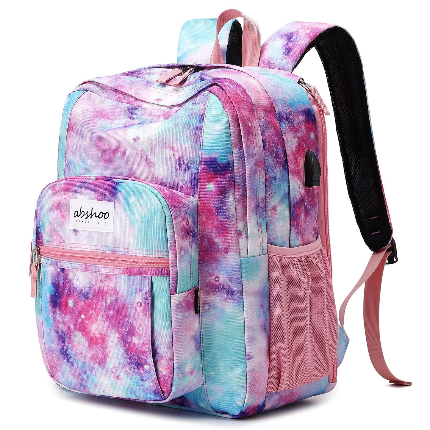 abshoo Classical Basic Women Travel Laptop Backpack School Bookbag for College Teen Girls Backpack with USB Charging Port (USB Galaxy Pink)