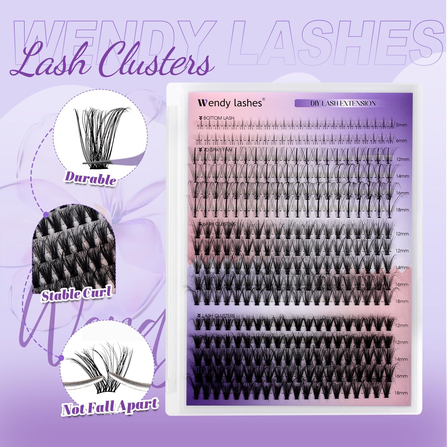 Lash Clusters With Bottom Lashes 20/30D C/D Curl 12-18mm Multi-types Individual Clusters Eyelash Extensions, Spike, Wispy Lash clusters(20/30D-3D)