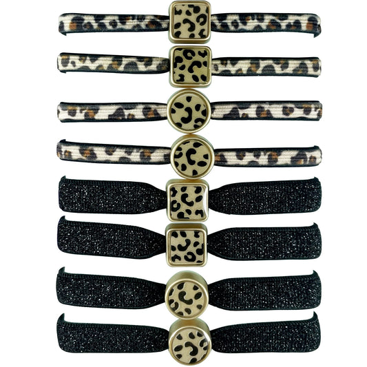 UDeBe Fashion Leopard Beads Hair Ties 8 Counts