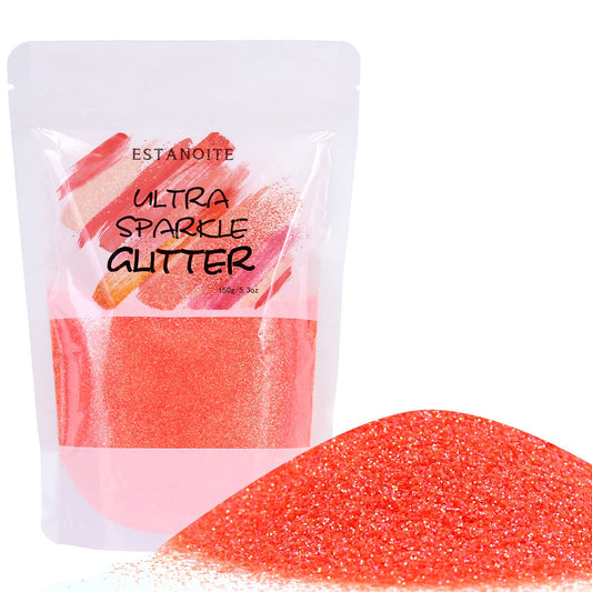 Iridescent Premium Glitter Multi Purpose Dust Powder 150g / 5.3oz for use with Arts & Crafts Wine Glass Decoration Weddings Cards Flowers Cosmetic Face Eye Body Nails Skin Hair (Vivid Orange)