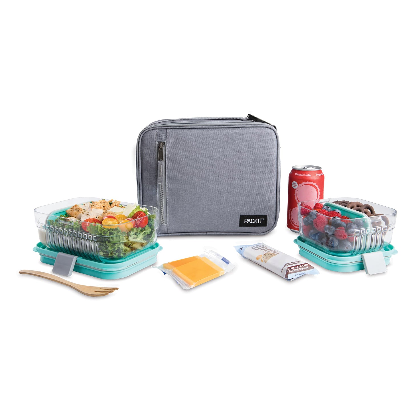 PackIt Freezable Classic Lunch Box, Gray Fog, Built with EcoFreeze® Technology, Collapsible, Reusable, Zip Closure With Front Pocket and Buckle Handle, For Work Lunches and Fresh Lunch On the Go