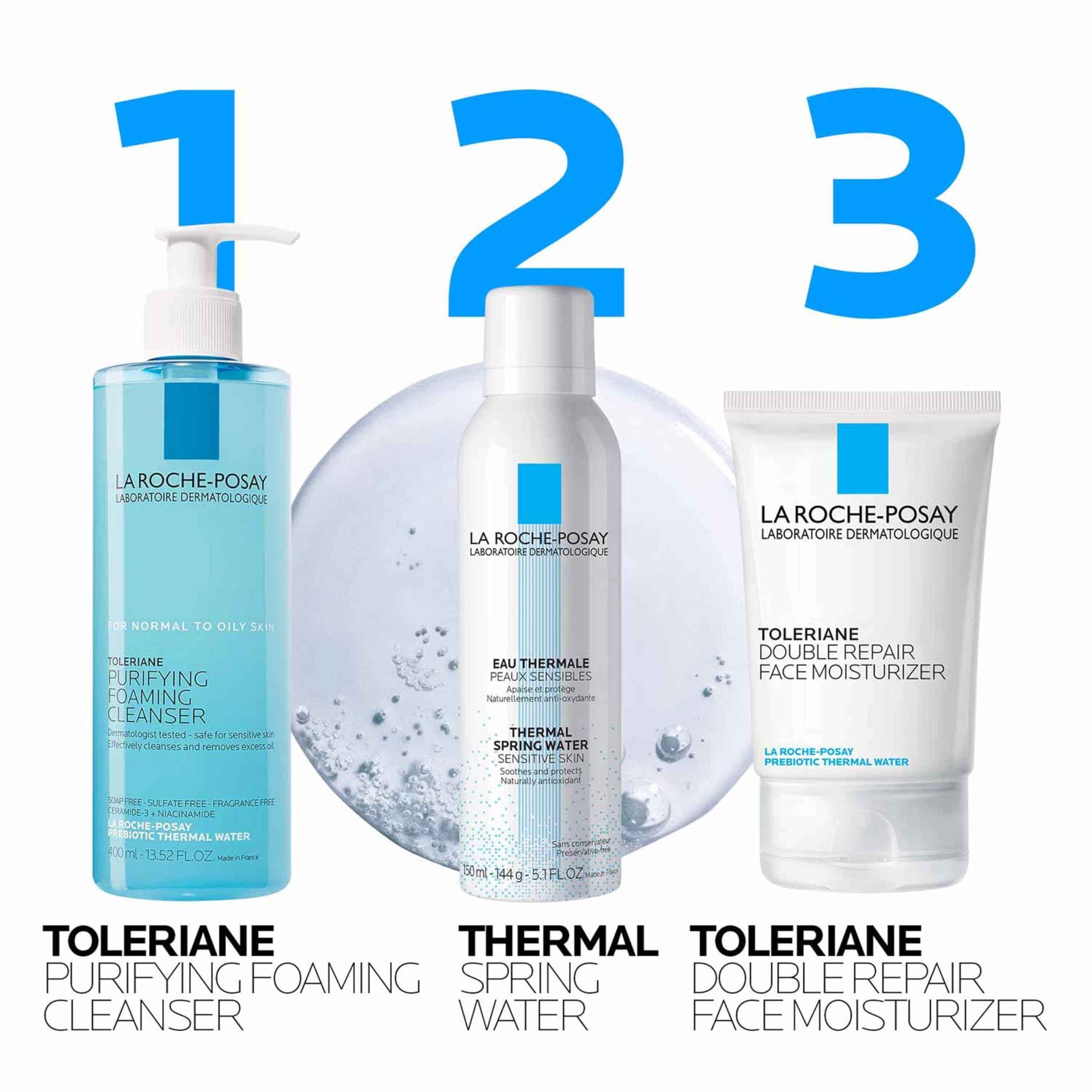 La Roche-Posay Toleriane Purifying Foaming Facial Cleanser Bundle, Oil Free Face Wash for Oily Skin with Niacinamide, Pore Cleanser Won’t Dry Out Skin, Unscented