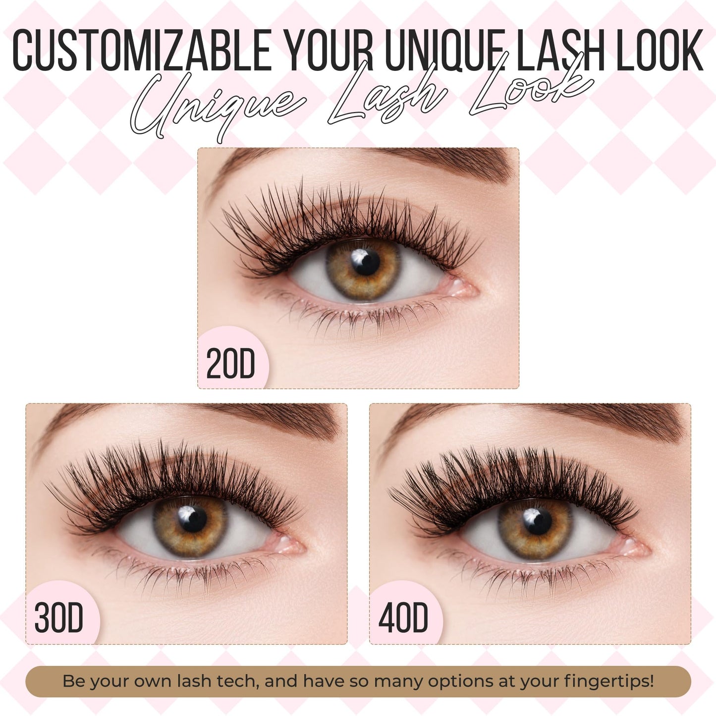 LASHVIEW Lash-Extension-Clusters 300pcs D Curl Lash Clusters Natural Look Cluster Lashes Extensions Super Thin Band & Soft Lashes Reusable 9-16mm MIX (20D&30D&40D)