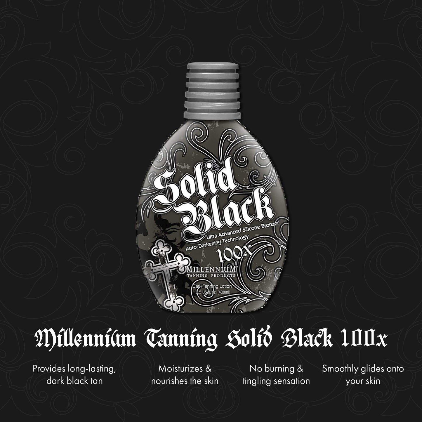 Millennium Tanning Solid Black 100X Indoor Tanning Lotion for Tanning Beds (13.5 Fluid Ounces)