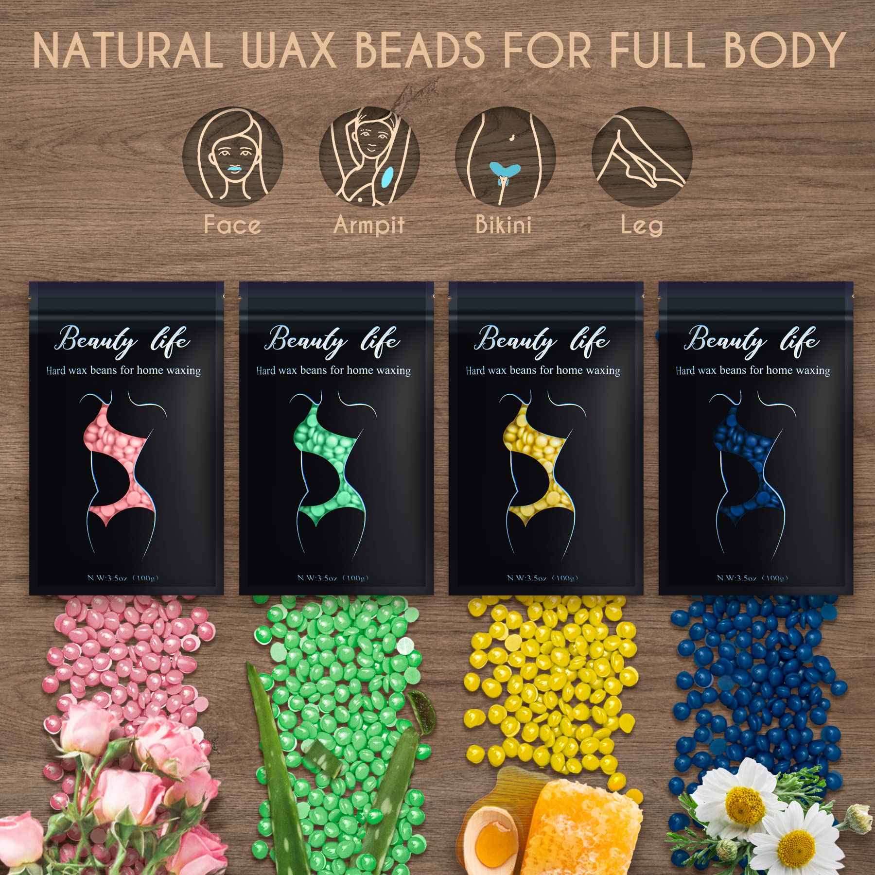 Waxing Kit for Women Madors Wax Warmer Hair Removal Kit with Intelligent Temperature Control Wax Machine and Hard Wax Beads