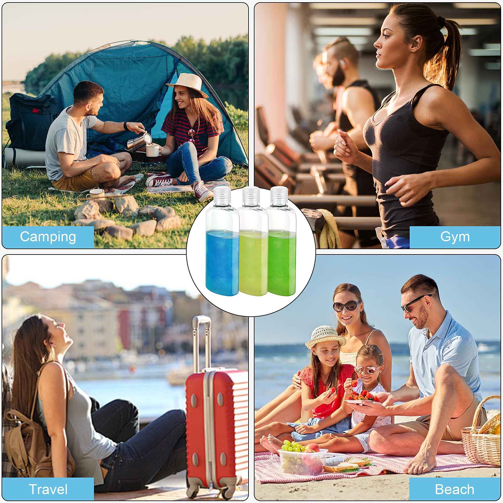 Wowang Travel Shampoo and Conditioner Bottles 7.7oz 7 Pack Leak Proof Plastic Squeeze Bottle with Flip Cap Refillable Containers Travel Bottles for Toiletries Lotion Shampoo Conditioner