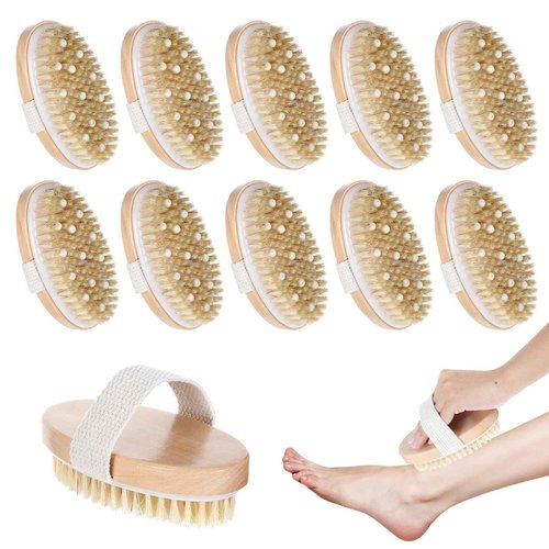 10 Pcs Dry Brushes for Body Dry Brushing Body Brush Exfoliating Brush with Massage Nodule Scrubber for Shower Bath Back Circulation Improvement Dead Skin Remove Beauty Exfoliator