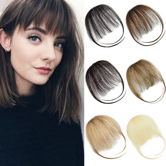 DILUSILK Bangs Hair Clip in Fringe Bangs 100% Real Human Hair Pieces for Women Dark Blonde