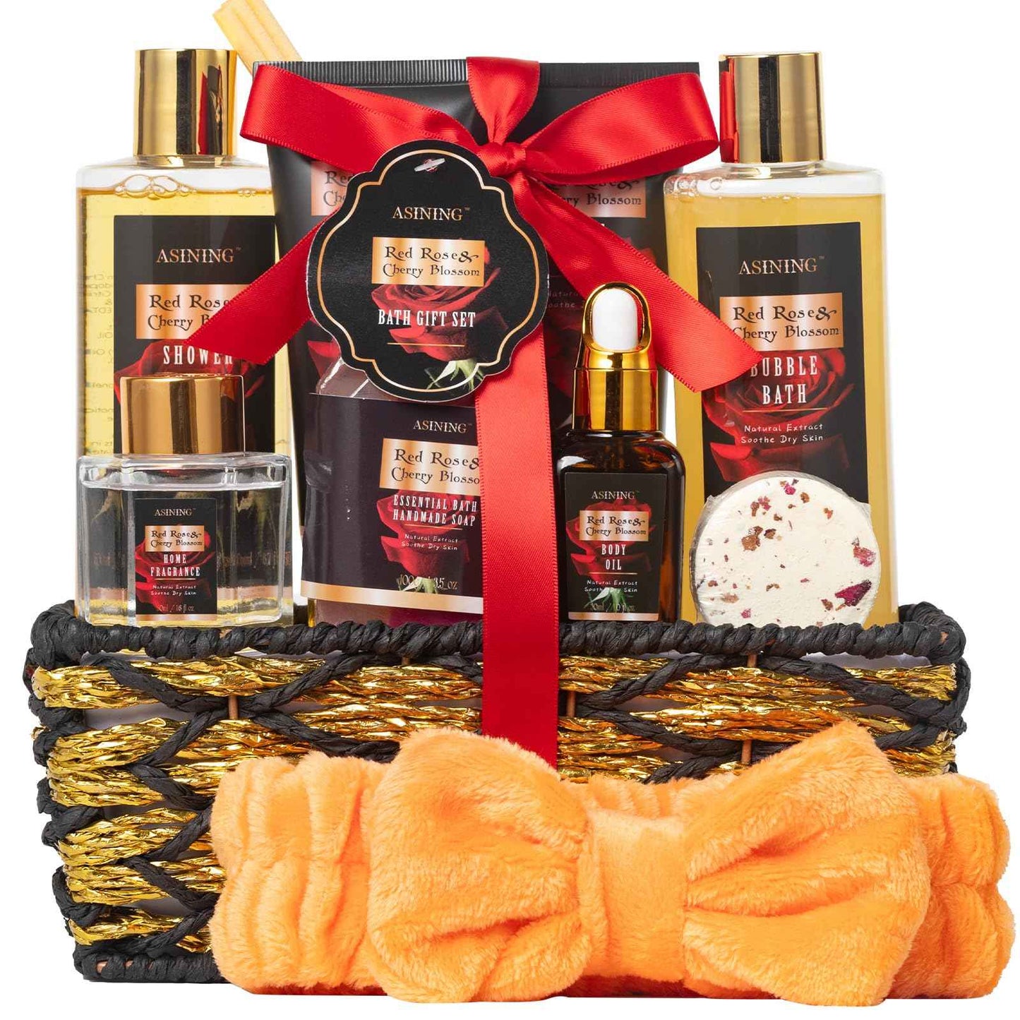 Birthday Gifts for Women, Spa Gift Baskets for Women, 14 Pcs Cherry Blossom & Rose Fragrance Spa Gifts for Mothers Day Gifts, Birthday Gifts for Wife, Self Care Kit