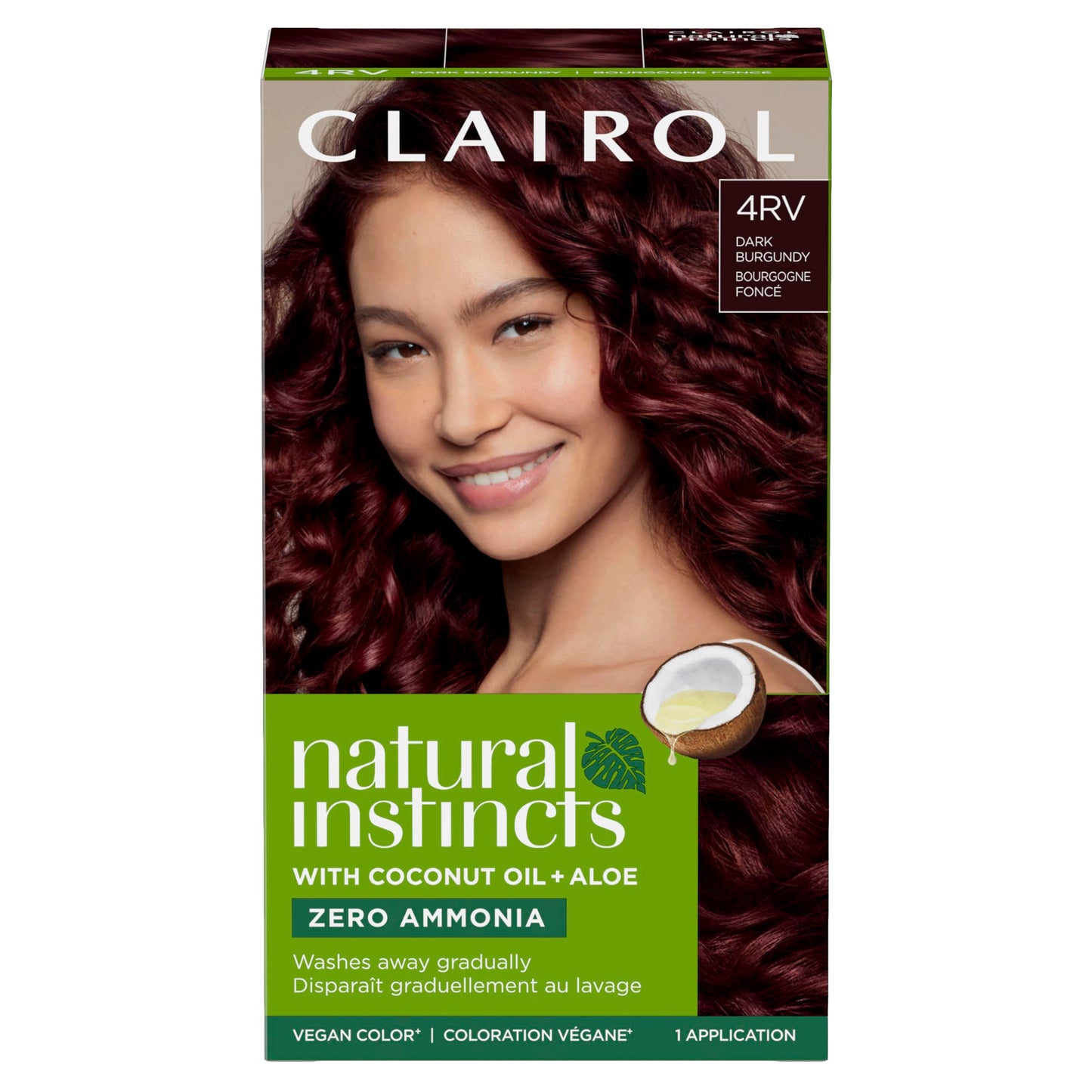 Clairol Natural Instincts Demi-Permanent Hair Dye, 4RV Dark Burgundy Hair Color, Pack of 1