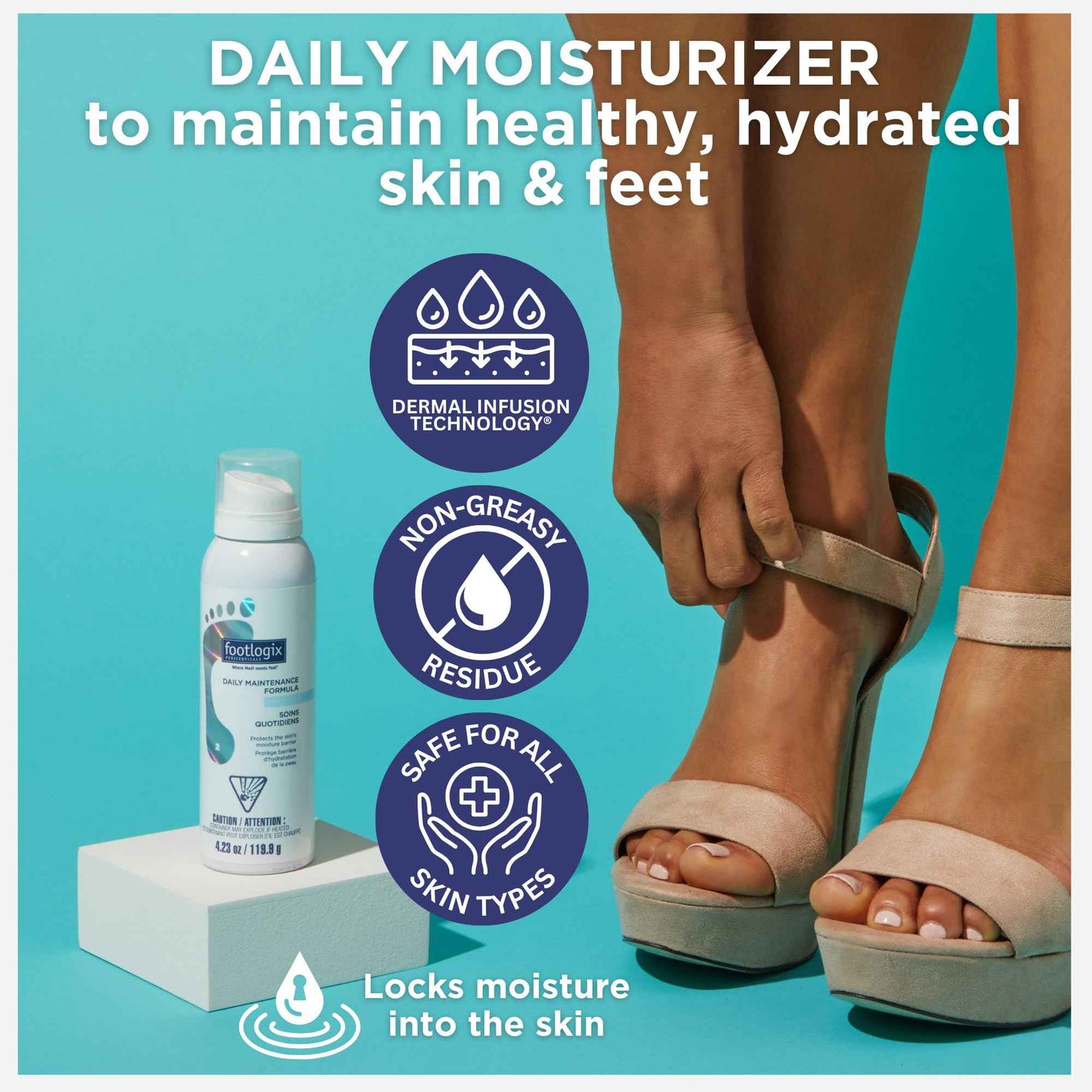 FOOTLOGIX Daily Maintenance Formula - Foot Moisturizer, Foot Mousse for Normal to Dry Skin Maintenance, Foot Mousse for Calluses and Dry Feet, 4.23oz