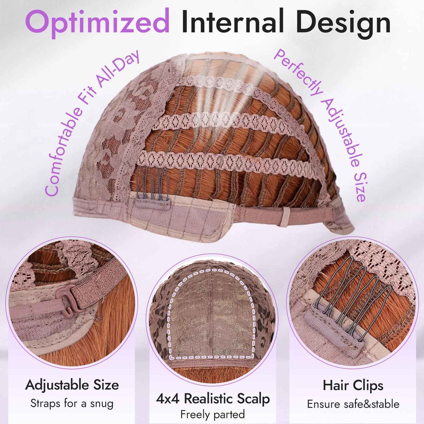 Eawwii Long Ginger Wig with Bangs for Women,4x4 Realistic Scalp, Free Parting,Layered Hairstyle Synthetic Heat Resistant for Daily Party Use 26 inch