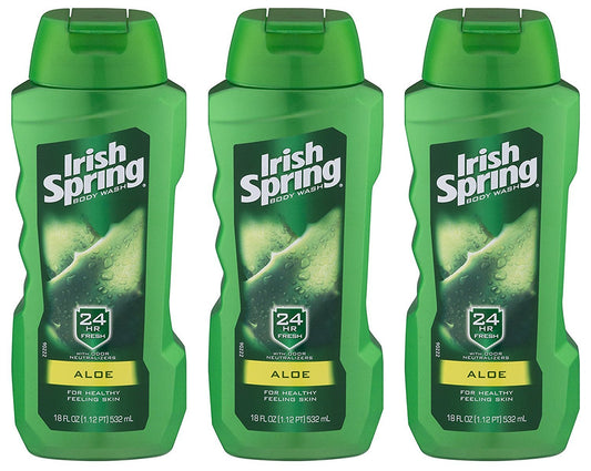 Irish Spring Body Wash, Aloe, 18 Fluid Ounce (Pack of 3)