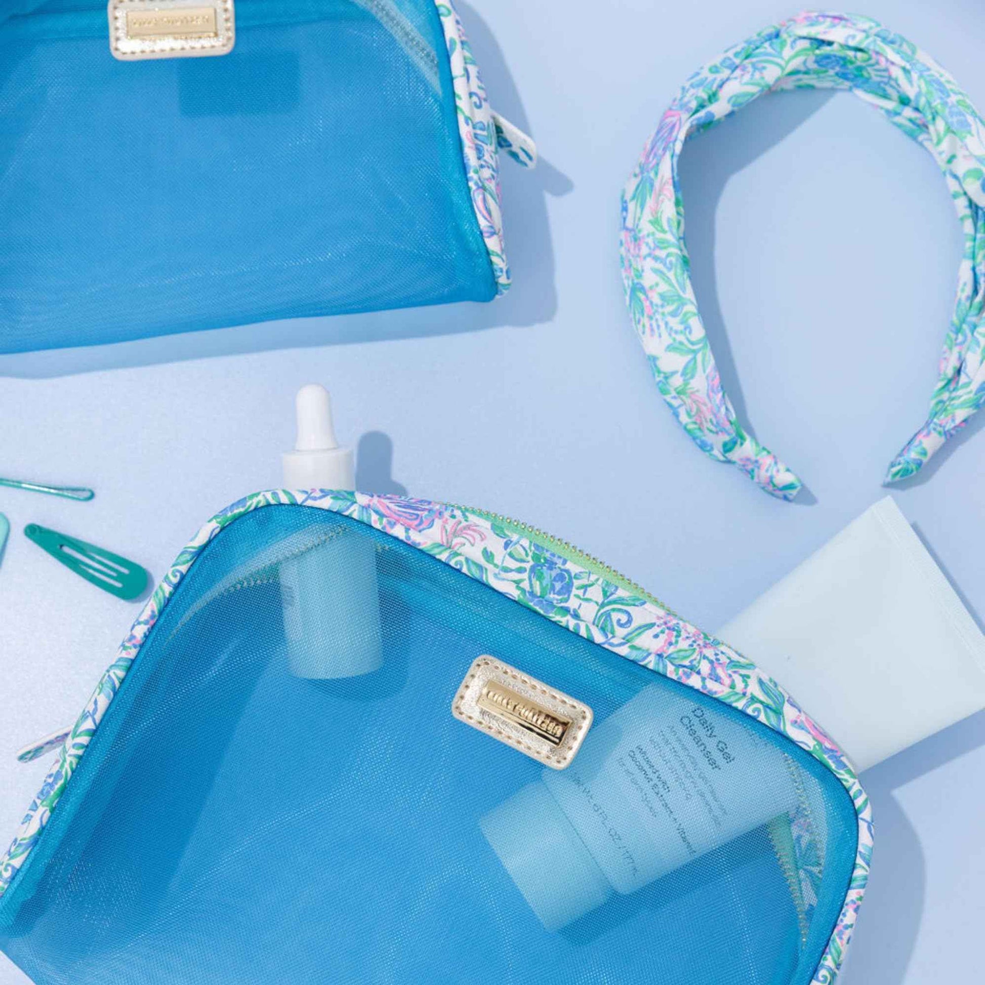 Lilly Pulitzer Clear Zipper Pouch, Cute Pencil Case for Adults, Travel Toiletry Bag, Small Pouch Bag for Supplies, Makeup or Toiletries, Just a Pinch