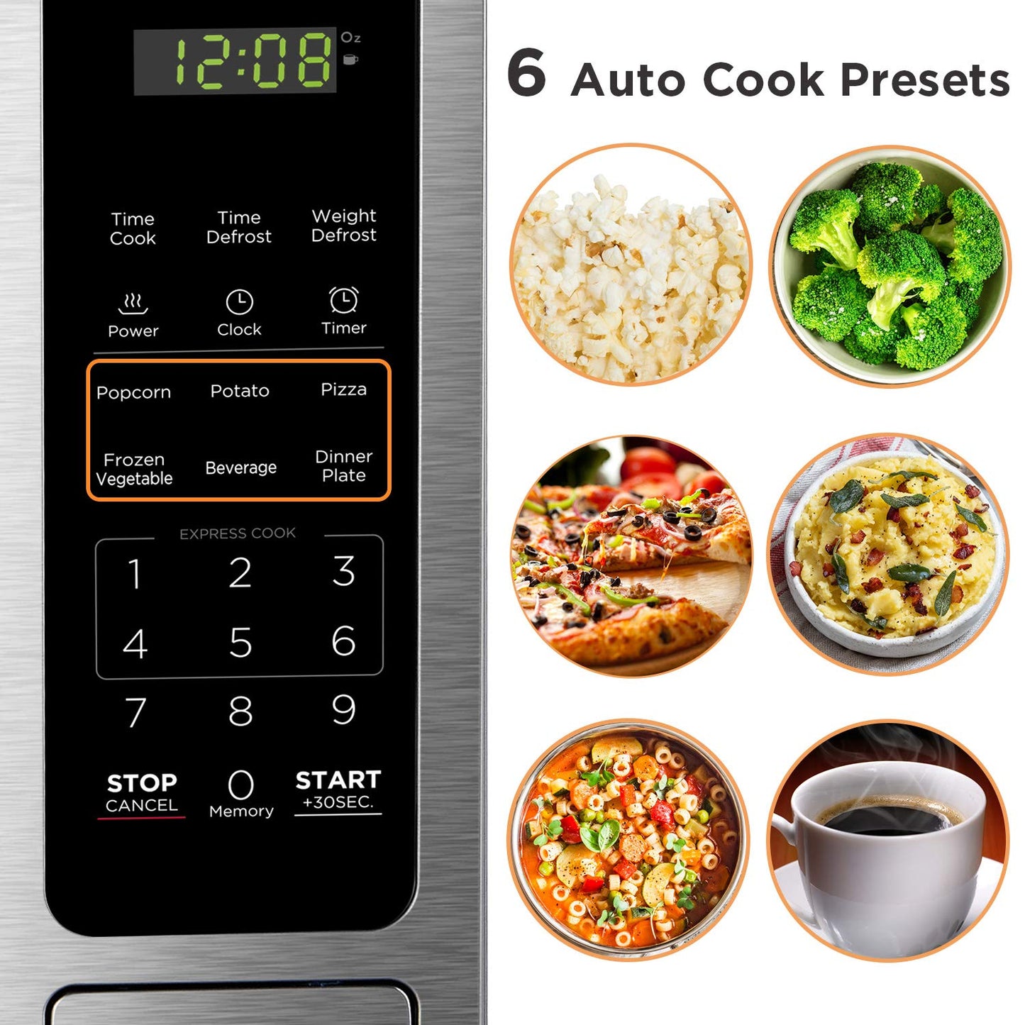 BLACK+DECKER EM036AB14 Digital Microwave Oven with Turntable Push-Button Door, Child Safety Lock, Stainless Steel, 1.4 Cu.ft