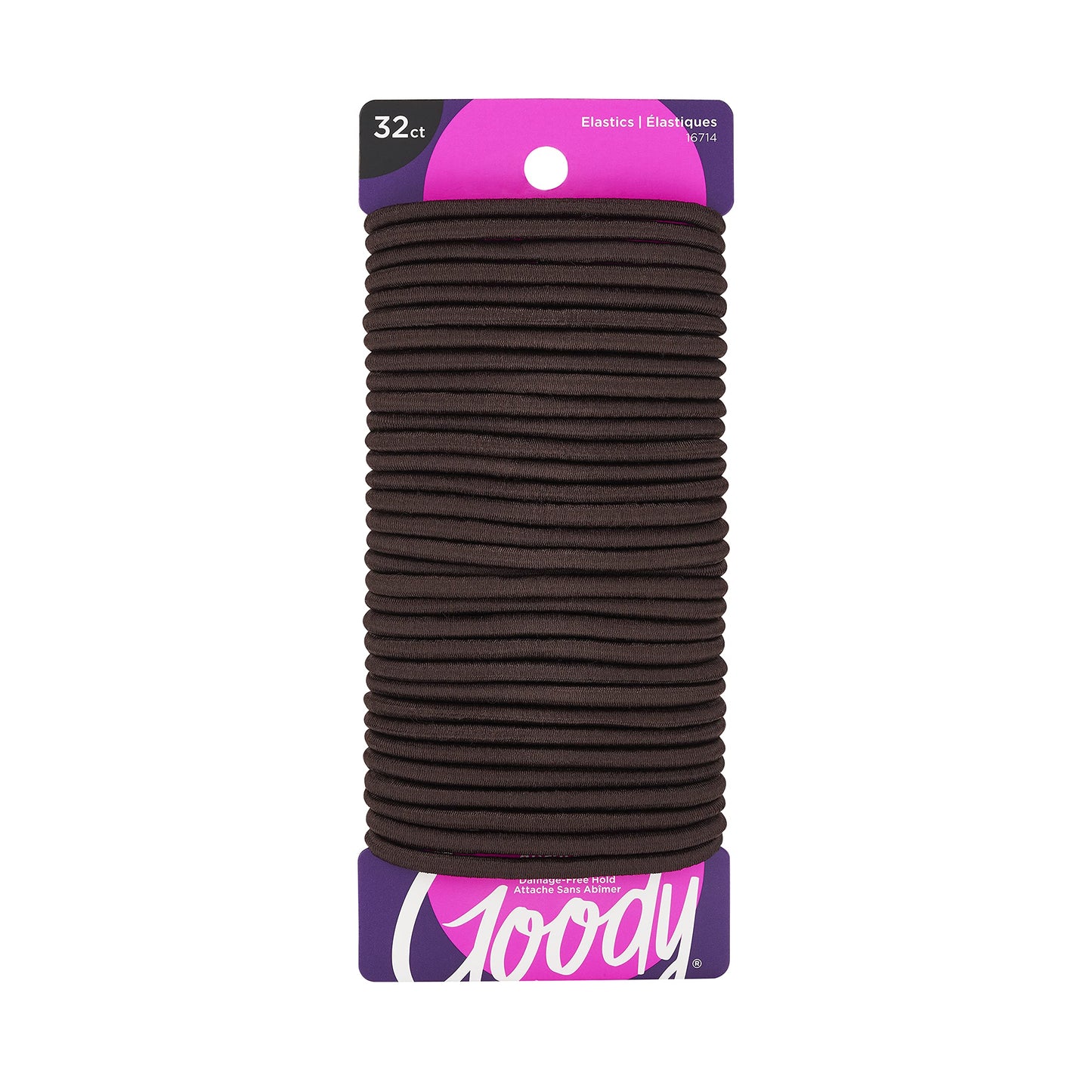 GOODY Ouchless Women's Hair Braided Elastics 4mm for Medium Hair, Brown, 32 Count (Pack of 1)