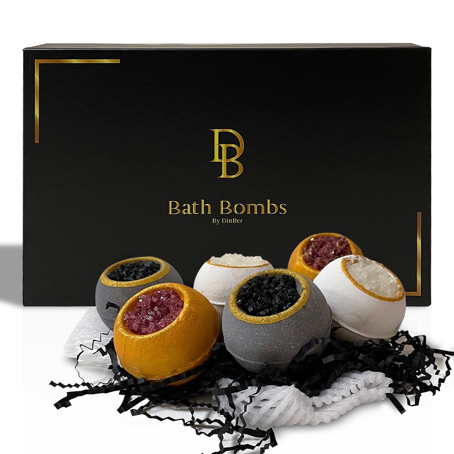 DINBER Bath Bombs, 6pc Luxury Set, Gifts for Birthday, Best Friend, Get Well Soon