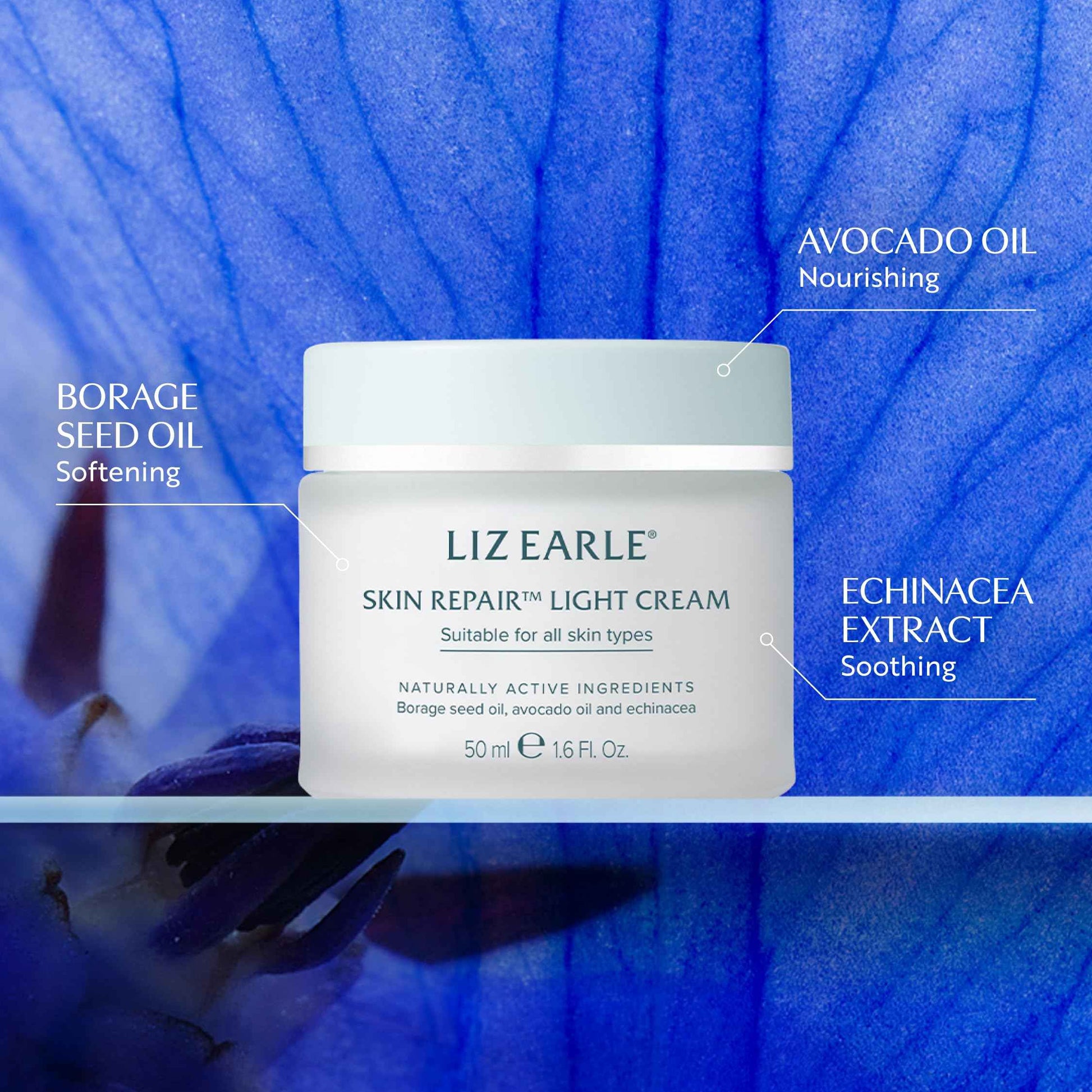 Liz Earle Skin Repair Light Face Cream - Hydration-Boosting Face Moisturizer with a Silky, Lightweight Texture - Balances & Hydrates Skin for a Healthy, Radiant Glow (50 ml)
