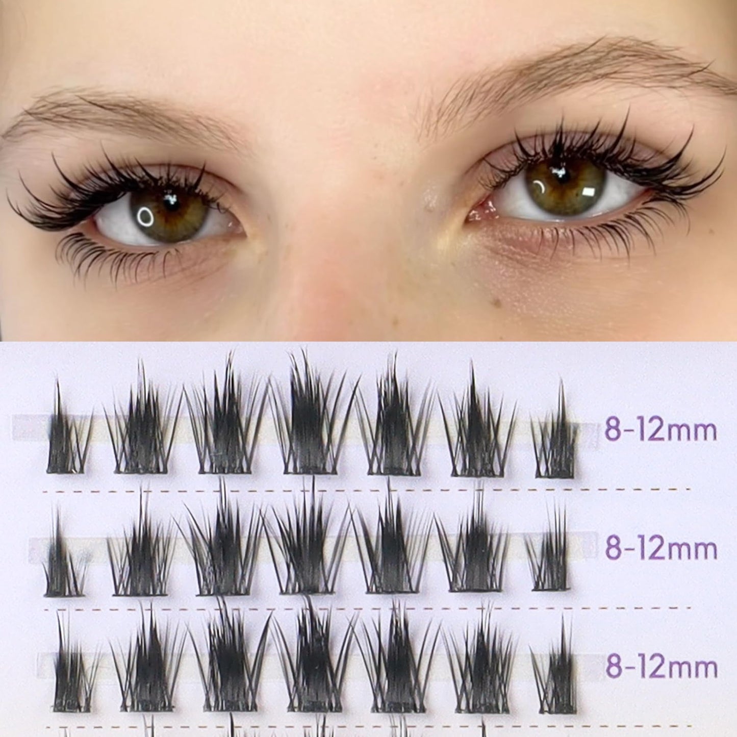 LA MAESII Manga Lash clusters, Cluster Lashes with Spikes Anime Lashes, Individual Lashes Natural Look Eyelashes Manhua lashes Soft & Thin Band 56pcs 8-12mm (Manga-C)