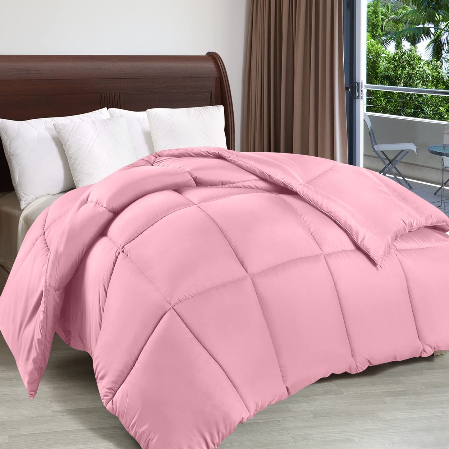 Utopia Bedding Comforter Duvet Insert, Quilted Comforter with Corner Tabs, Box Stitched Down Alternative Comforter King (Pink)