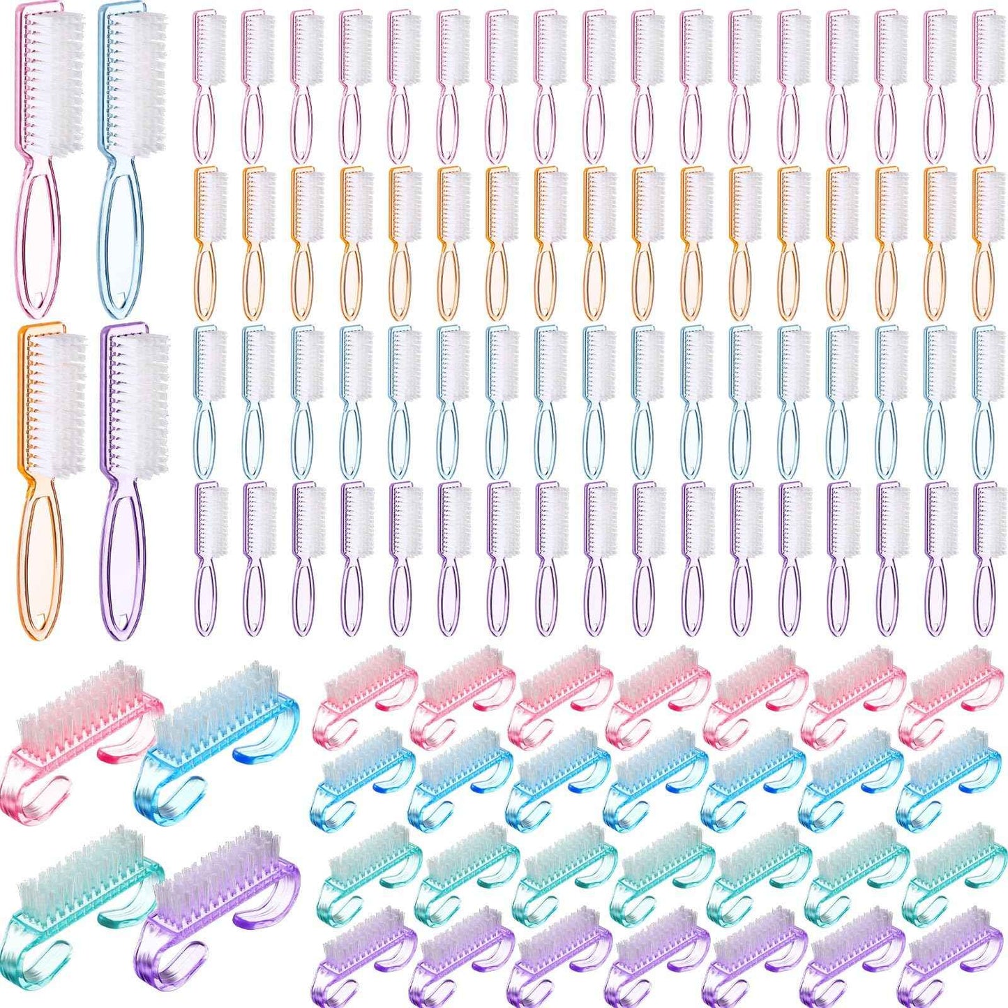 Patelai 100 Pcs Handle Grip Nail Brush Bulk Colorful Nail Scrubber Cleaner Fingernail Brushes Hand Toes Scrub Cleaning Brushes Pedicure Scrubbing Tool for Men and Women, Multicolor Brush