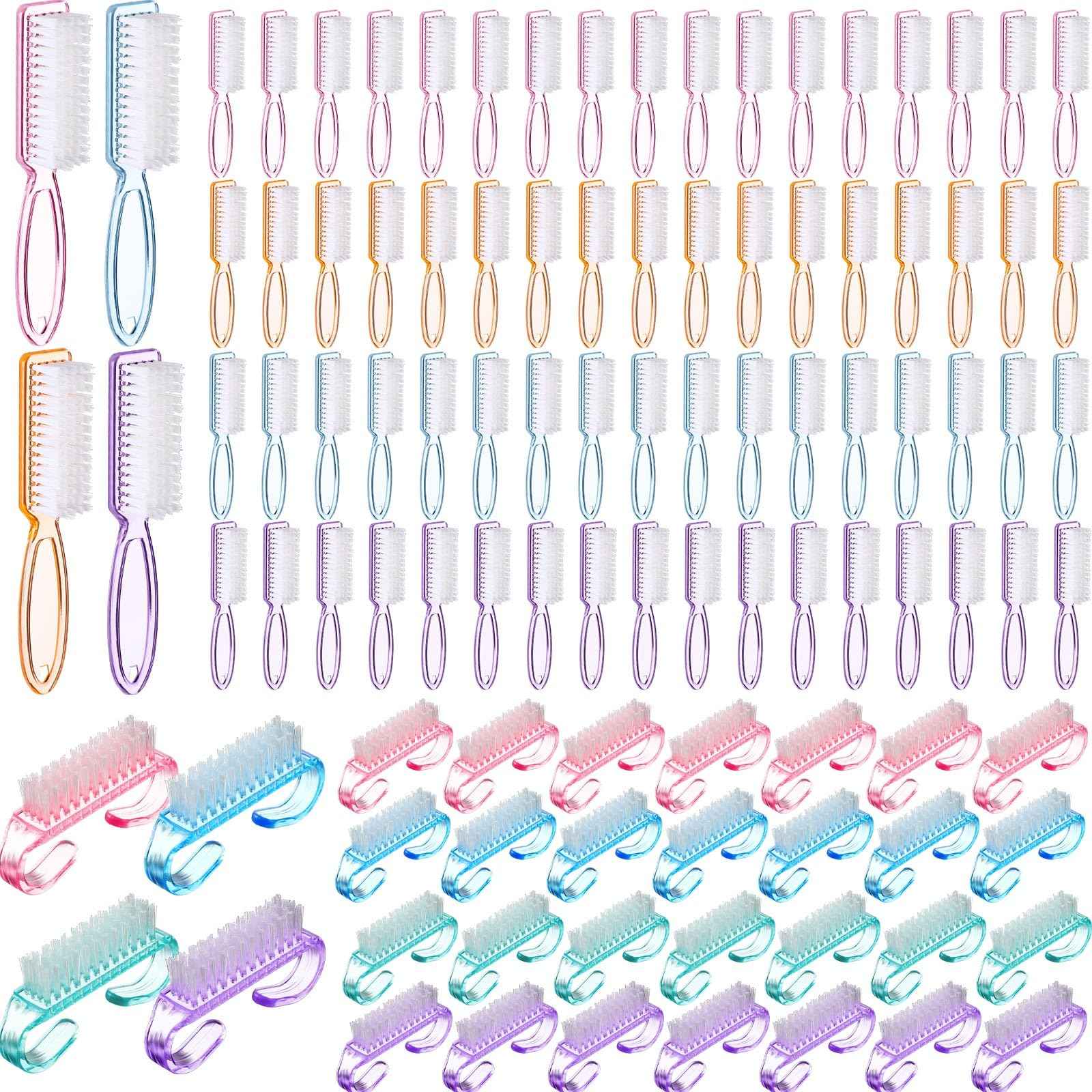 Patelai 200 Pcs Handle Grip Nail Brush Bulk Colorful Nail Scrubber Fingernail Brushes Hand Toes Cleaning Brushes Pedicure Scrubbing Tool for Men and Women, Multicolor Brush