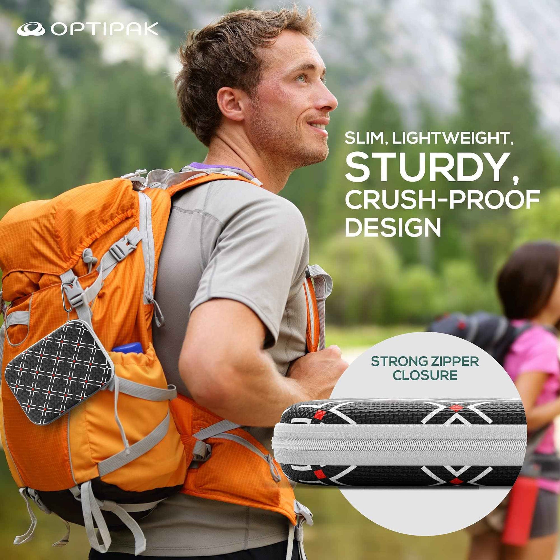 OPTIPAK Slim Multipurpose Purse Pouch | Neoprene Makeup Bag with Zipper Pouch & Carabiner Keychain | Portable Travel Cosmetic Bag, Women’s Travel Makeup Tote (Pack of 1)