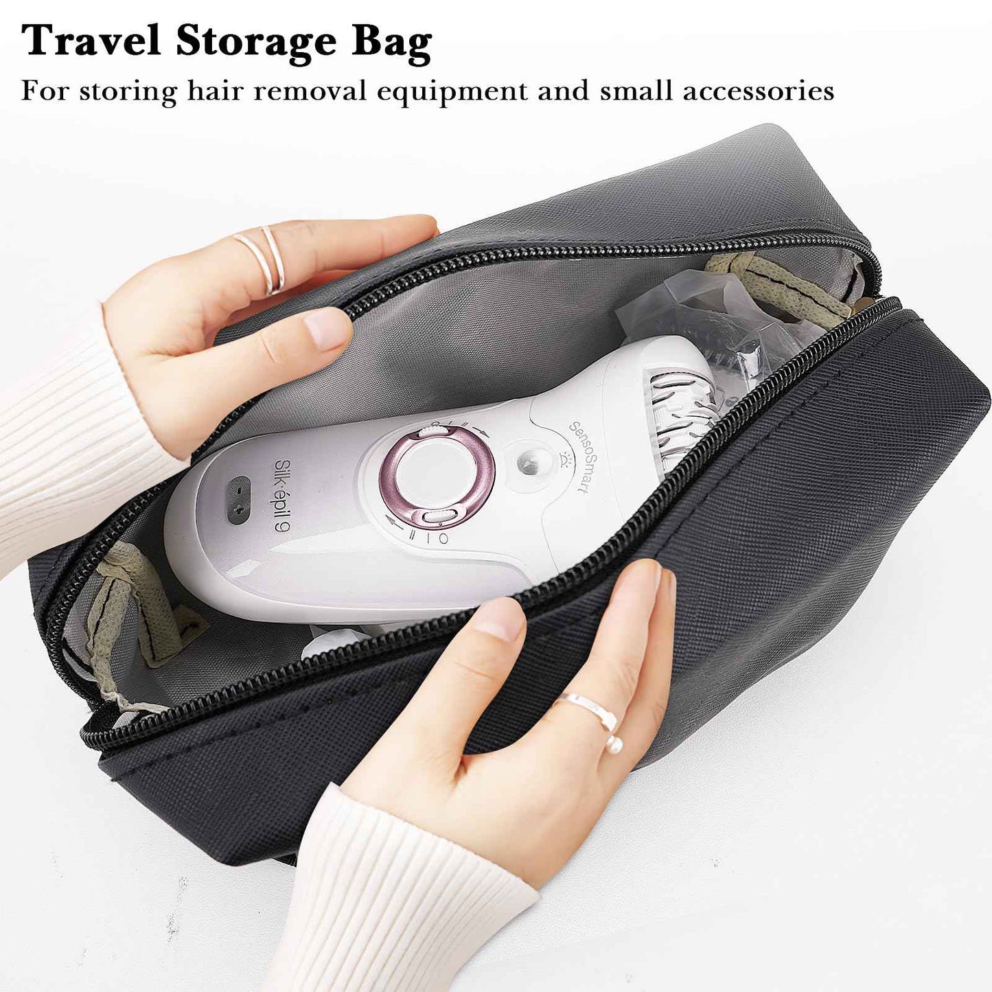 Linkidea Women's Electric Shaver Protective Pouch, Compatible with Braun Epilator Silk-epil 7, 9, Portable Travel Storage Bag Organizer (Black)