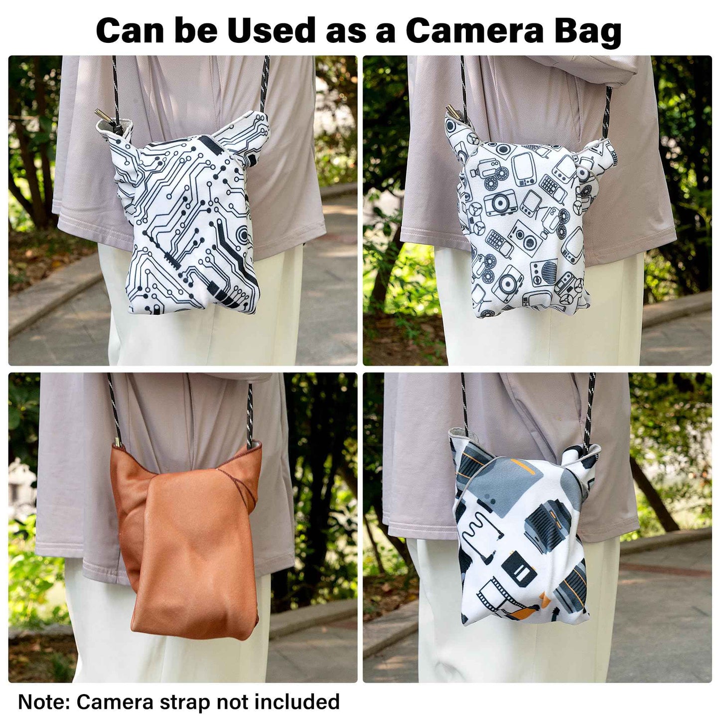 Walking Way Self-Adhesive Magic Cloth Makeup Bag, Portable Pocket Lazy Makeup Pouch, Camera Lens Wrap, Stylish Organizer for Beauty Essentials, Travel, Gifts & Daily Use（leopard, 13.78inch）