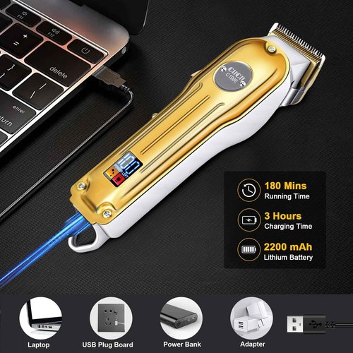 CIICII Hair Clippers for Men Professional, Cordless Barber Clippers for Hair Cutting (12Pcs Rechargeable USB Adjustable LCD Display Hair Beard Grooming Trimming Haircut Kit) for DIY Home Barber Salon