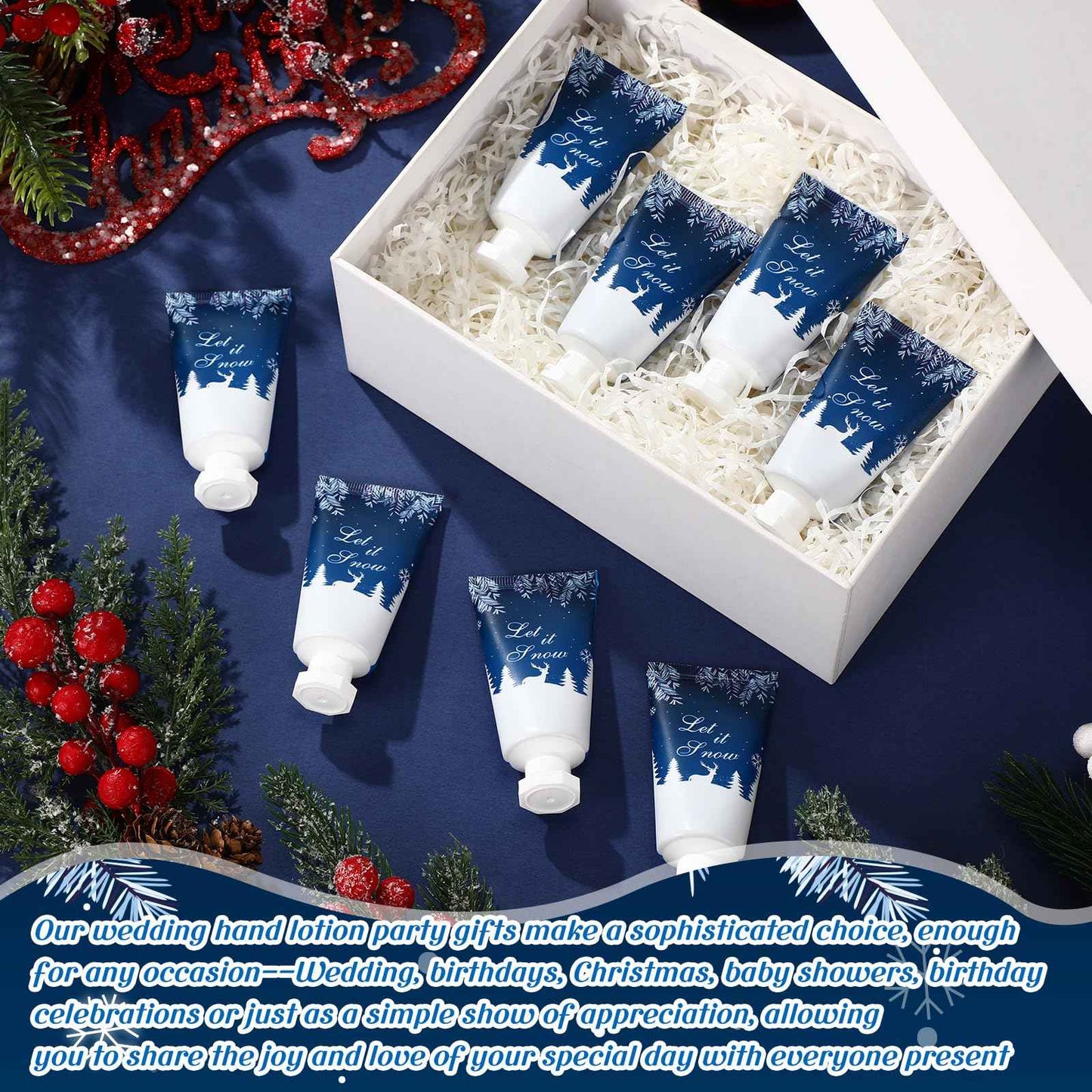 Heigble 50 Pcs 1 Oz/ 30 ml Christmas Snowflakes Hand Cream Gifts Bulk Travel Size Winter Thank You Hand Cream Body Lotion Gifts for Women Teacher Nurse Souvenir Xmas Party Supplies