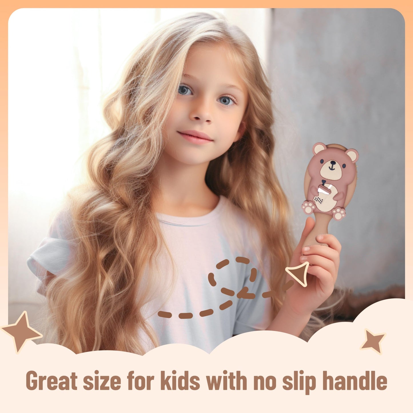 Stanoha Hair Brush Detangler Wet Hairbrush Detangling Women Mini Travel Small Toddler Kids Little Girls Cute Kawaii Brown Curly Straight Thick Thin Hair Untangle Portable Purse Pocket Paddle Brushes