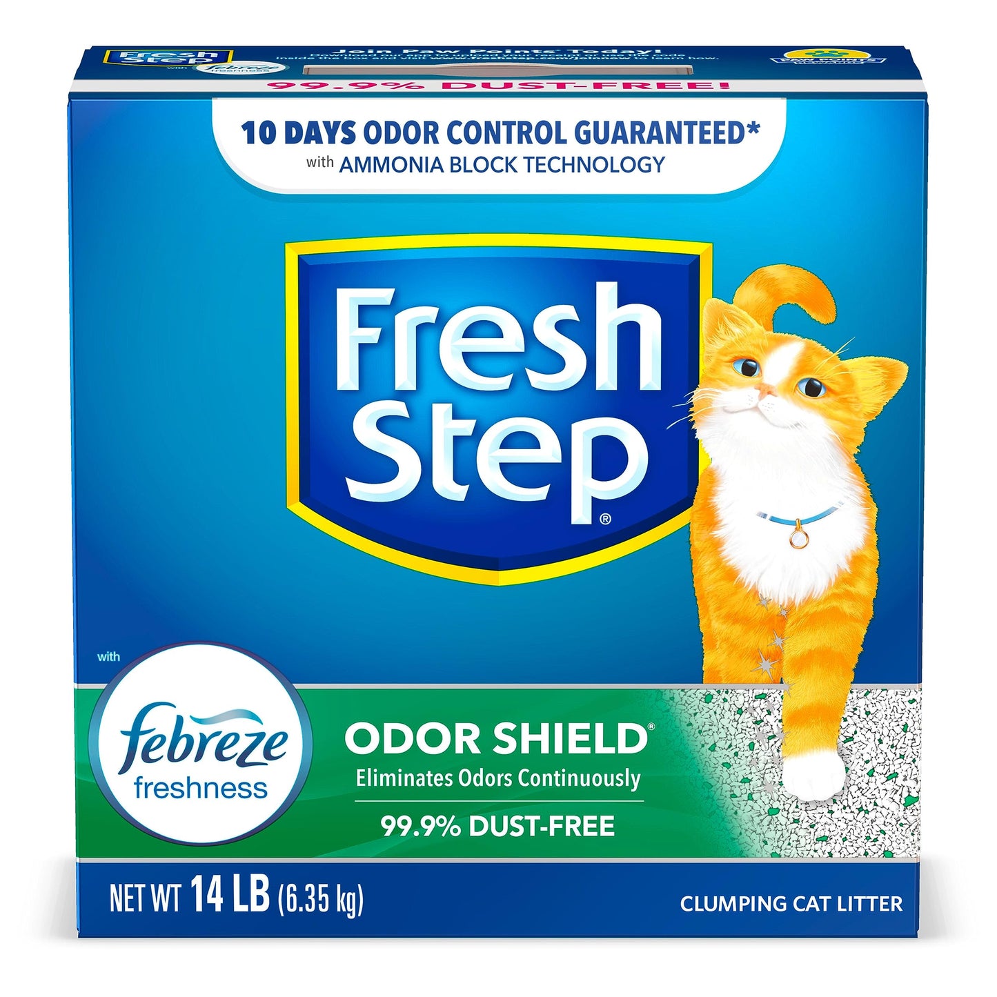 Fresh Step Clumping Cat Litter, Odor Shield, Long Lasting Odor Control Kitty Litter with Activated Charcoal, Low Dust Formula, 14 lb