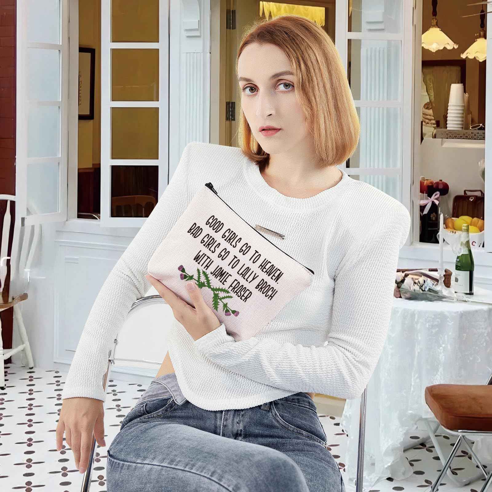 G2TUP Claire & Jamie Fraser Show Cosmetic Bag Jamie & Frank Fans Gift Good Girls Go To Heaven Bad Girls Go To Lally Broch With Jamie Fraser (Good Jamie MG)