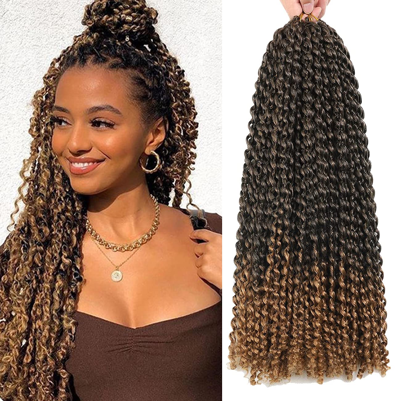 Passion Twist Hair 18 Inch 6 Packs Water Wave Crochet Hair for Passion Twists Long Bohemian Braiding Protective Style Hair Extensions, Tangle Free, No odor, Skin Friendly (18 Inch 6 Packs, T27#)