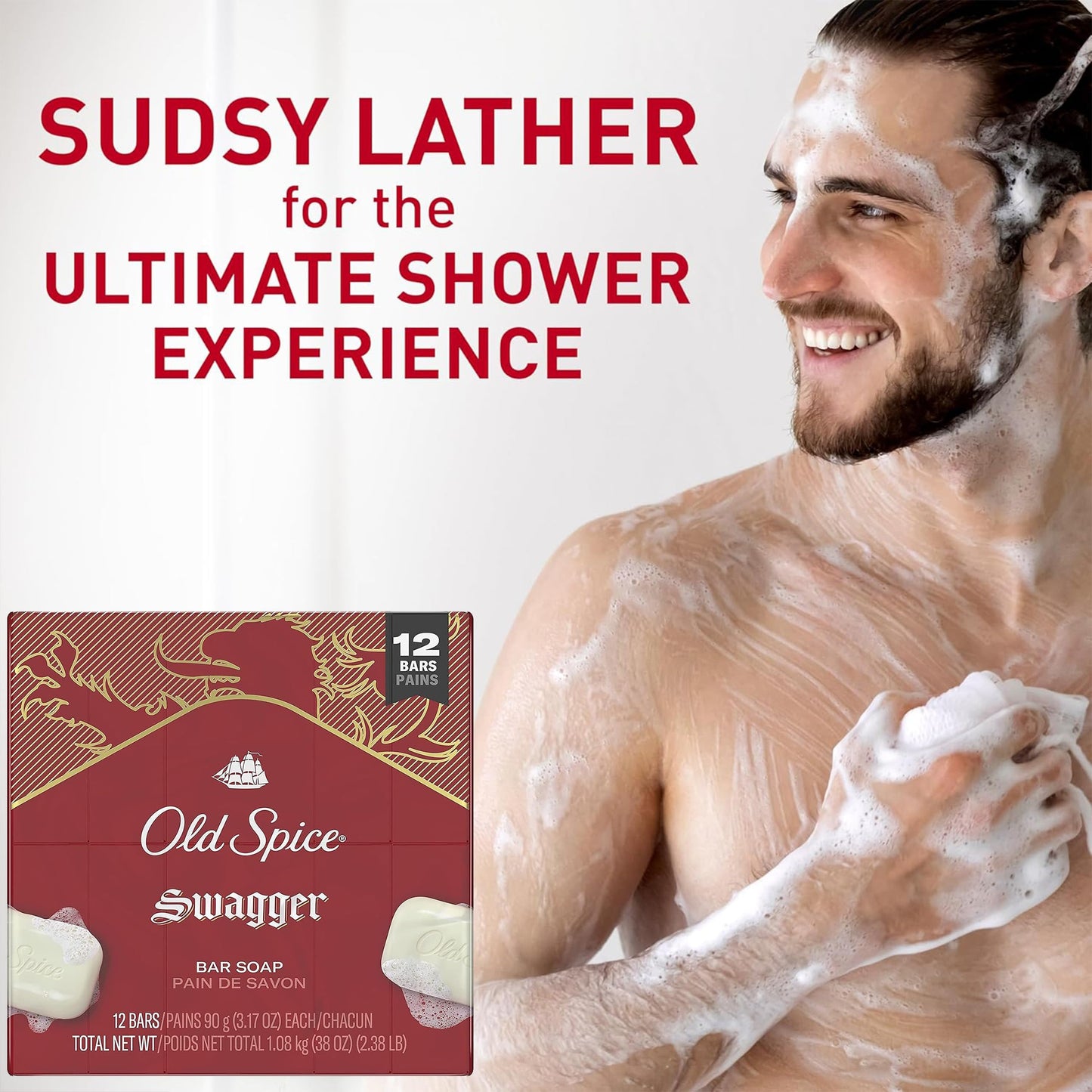 Old Spice Bar Soap for Men, Swagger Scent, 3.17 Ounce (12 Bars)